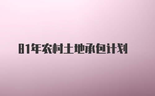 81年农村土地承包计划