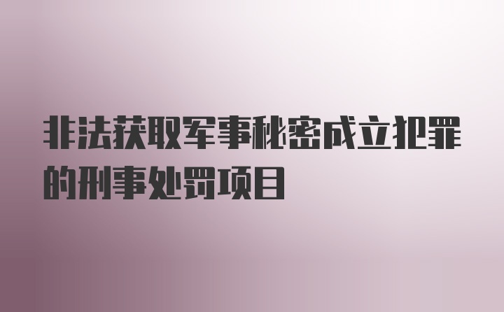 非法获取军事秘密成立犯罪的刑事处罚项目