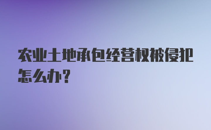 农业土地承包经营权被侵犯怎么办?