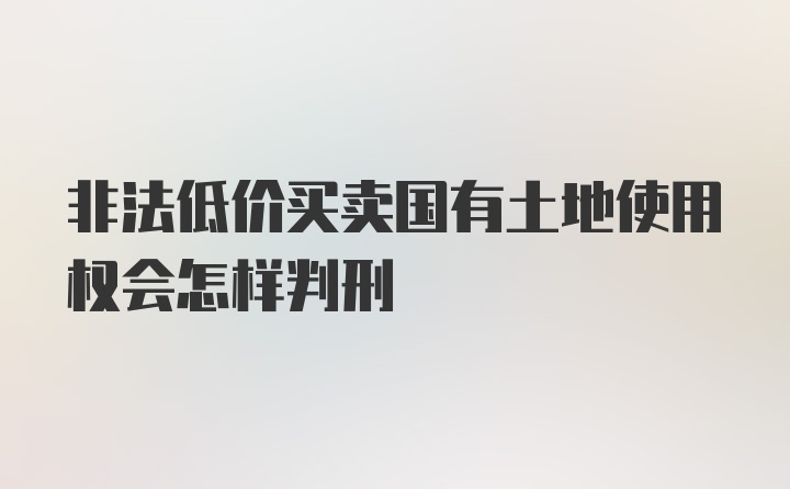 非法低价买卖国有土地使用权会怎样判刑