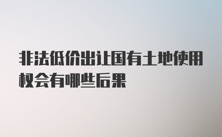 非法低价出让国有土地使用权会有哪些后果