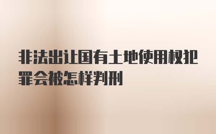 非法出让国有土地使用权犯罪会被怎样判刑