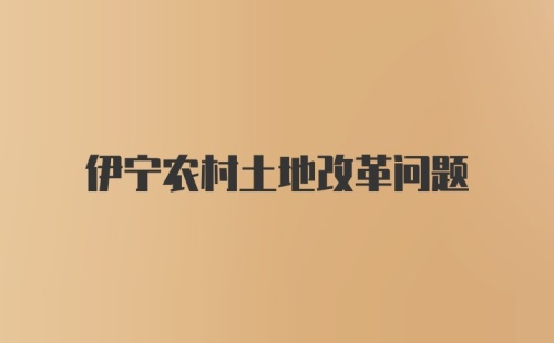 伊宁农村土地改革问题