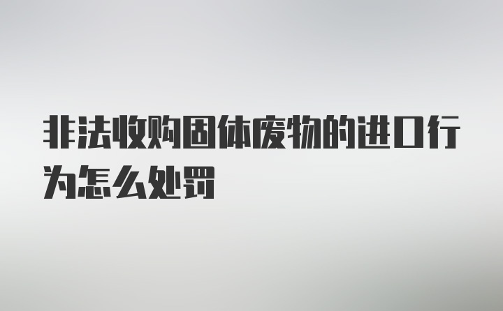 非法收购固体废物的进口行为怎么处罚