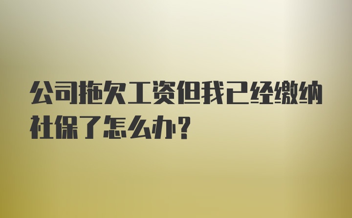 公司拖欠工资但我已经缴纳社保了怎么办？