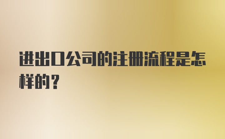 进出口公司的注册流程是怎样的?