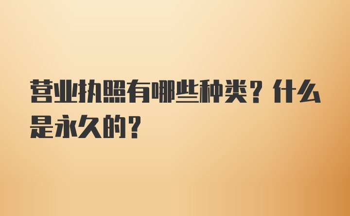 营业执照有哪些种类？什么是永久的？