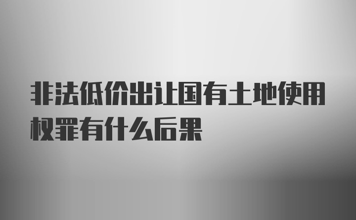 非法低价出让国有土地使用权罪有什么后果