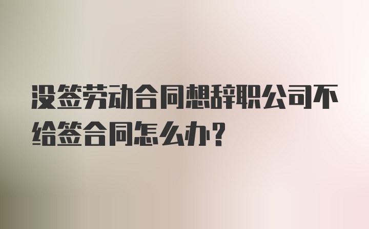 没签劳动合同想辞职公司不给签合同怎么办？