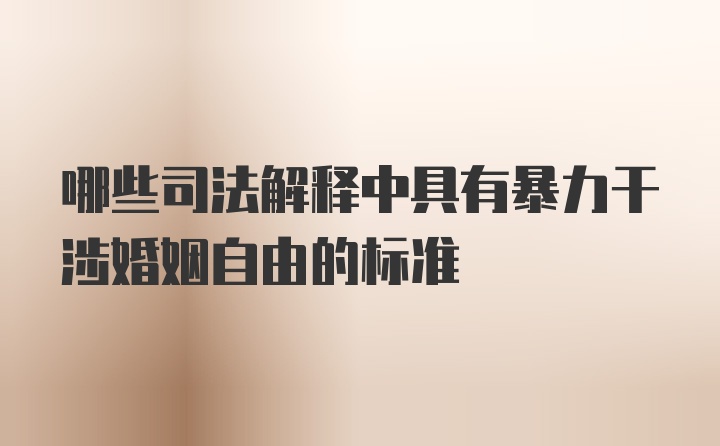 哪些司法解释中具有暴力干涉婚姻自由的标准