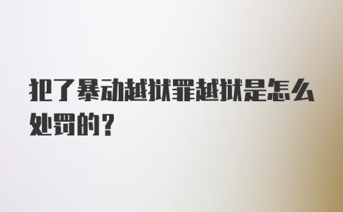 犯了暴动越狱罪越狱是怎么处罚的？