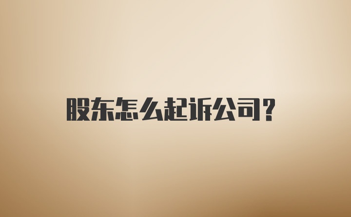 股东怎么起诉公司？