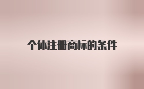 个体注册商标的条件