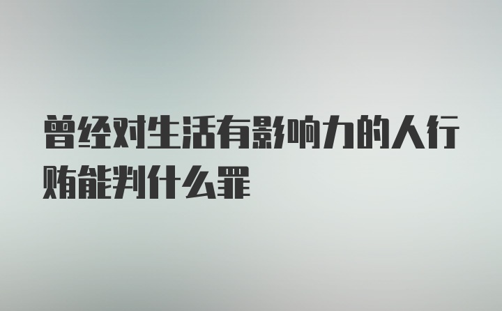 曾经对生活有影响力的人行贿能判什么罪