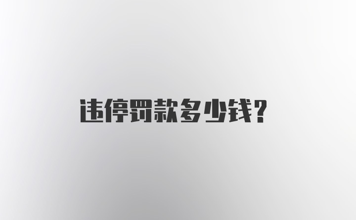 违停罚款多少钱?