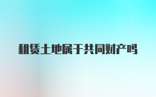 租赁土地属于共同财产吗