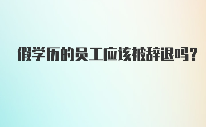 假学历的员工应该被辞退吗？