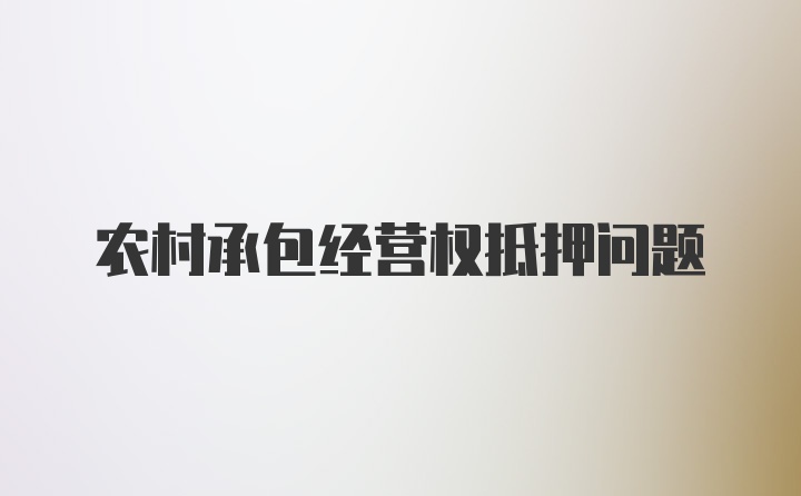 农村承包经营权抵押问题