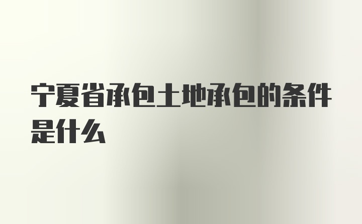 宁夏省承包土地承包的条件是什么