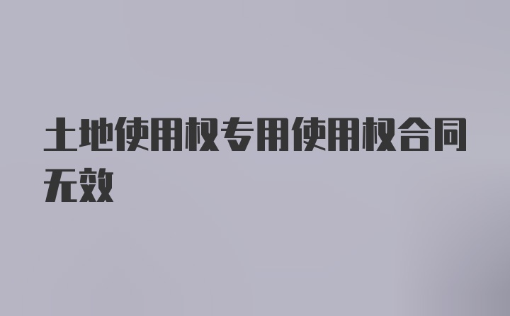 土地使用权专用使用权合同无效