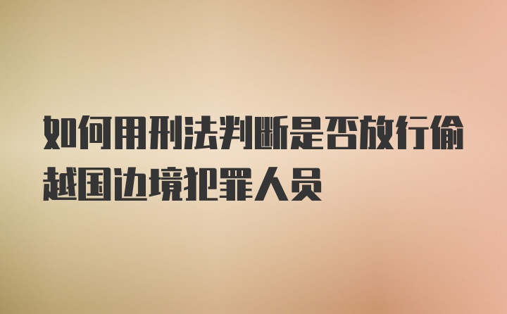 如何用刑法判断是否放行偷越国边境犯罪人员