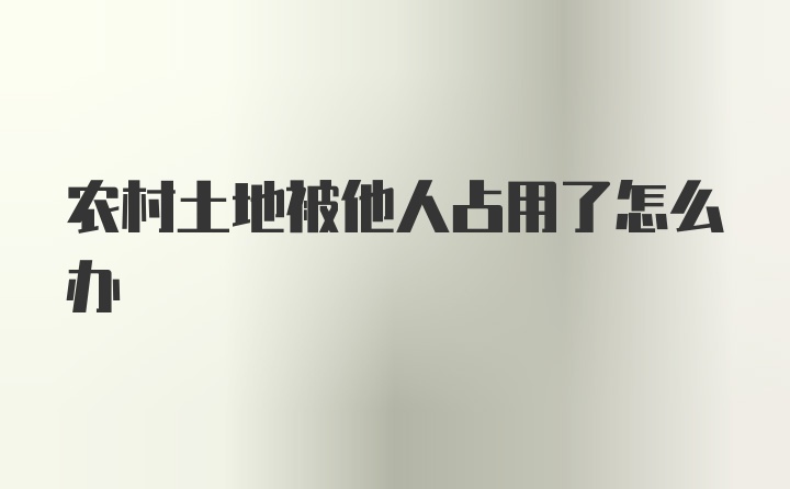 农村土地被他人占用了怎么办