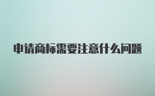 申请商标需要注意什么问题