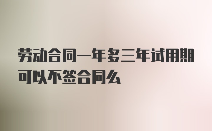 劳动合同一年多三年试用期可以不签合同么