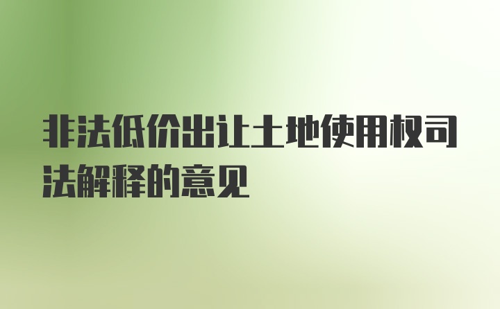 非法低价出让土地使用权司法解释的意见