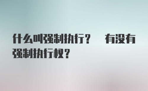 什么叫强制执行? 有没有强制执行权?