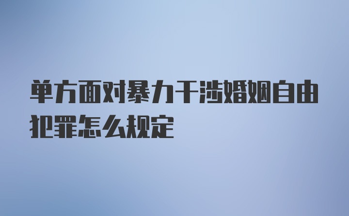 单方面对暴力干涉婚姻自由犯罪怎么规定