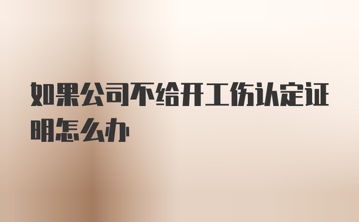 如果公司不给开工伤认定证明怎么办