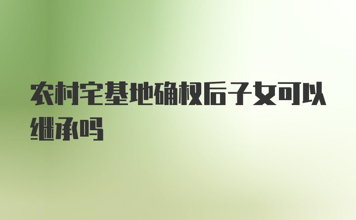 农村宅基地确权后子女可以继承吗