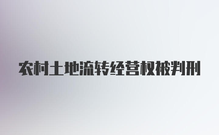 农村土地流转经营权被判刑