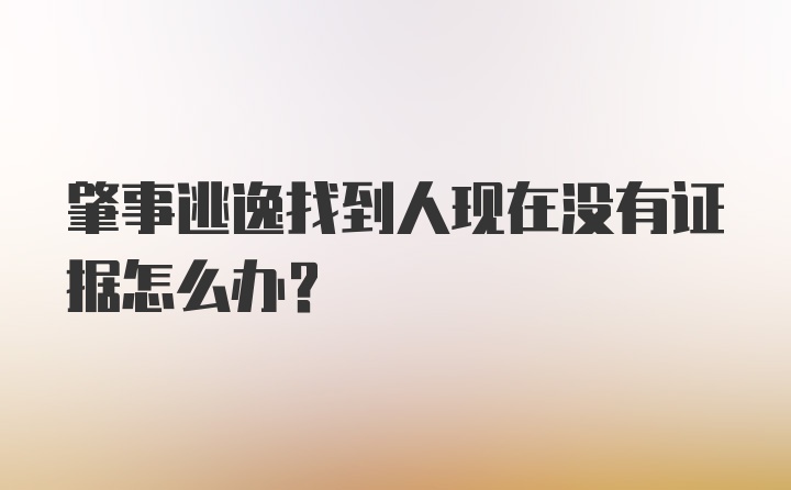 肇事逃逸找到人现在没有证据怎么办？