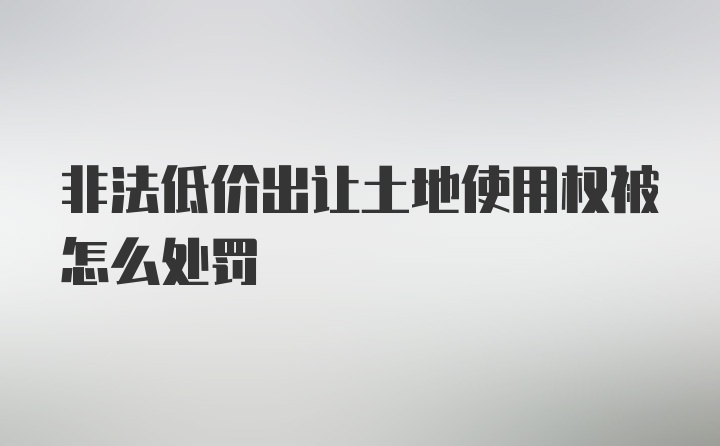 非法低价出让土地使用权被怎么处罚