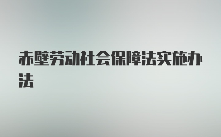 赤壁劳动社会保障法实施办法