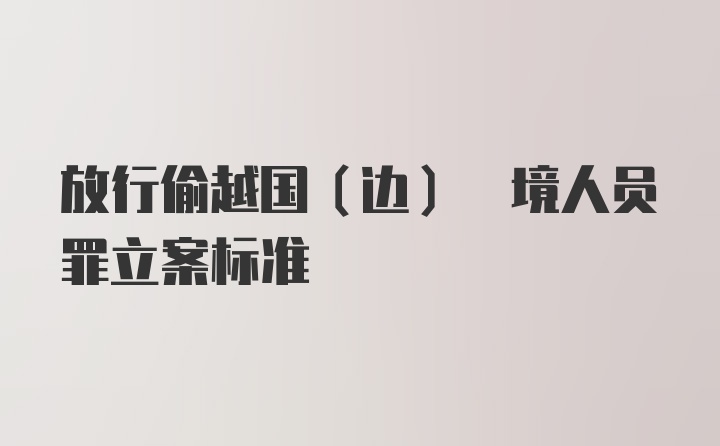 放行偷越国(边) 境人员罪立案标准