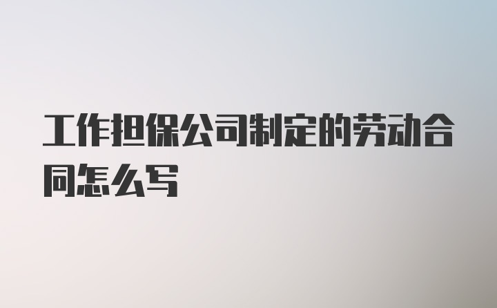 工作担保公司制定的劳动合同怎么写