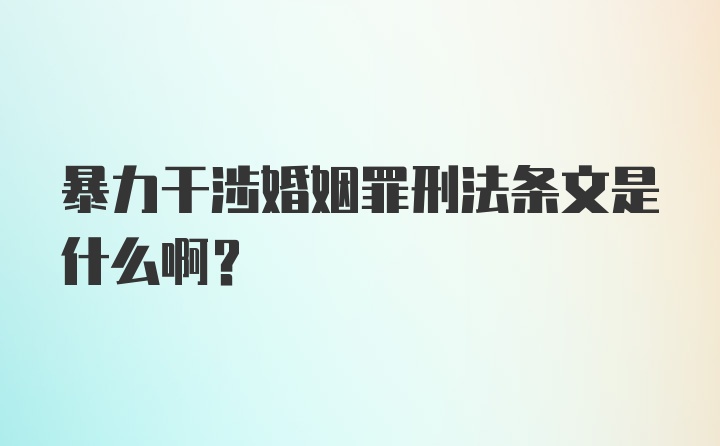 暴力干涉婚姻罪刑法条文是什么啊？