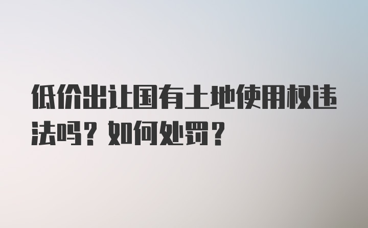 低价出让国有土地使用权违法吗？如何处罚？