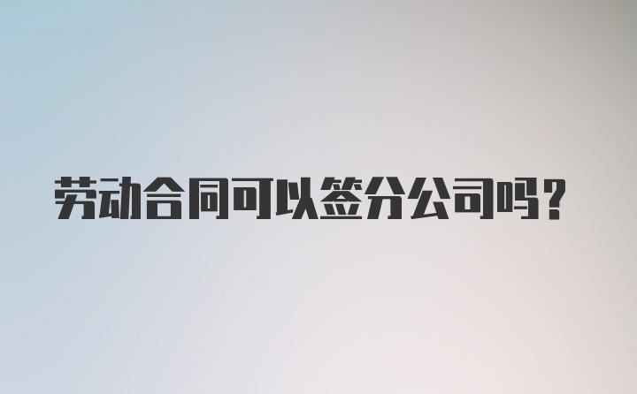 劳动合同可以签分公司吗？