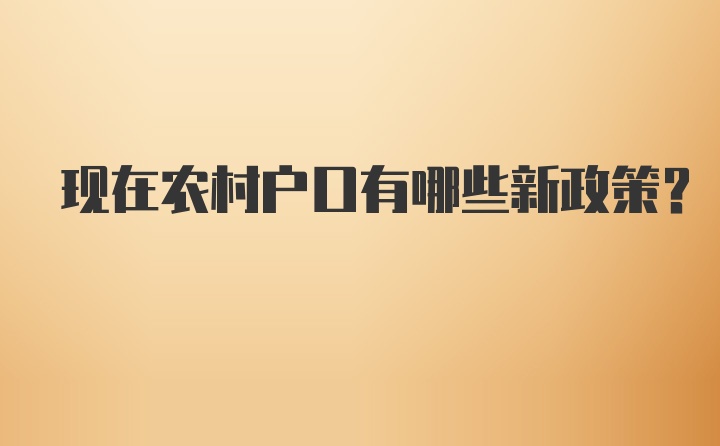 现在农村户口有哪些新政策?