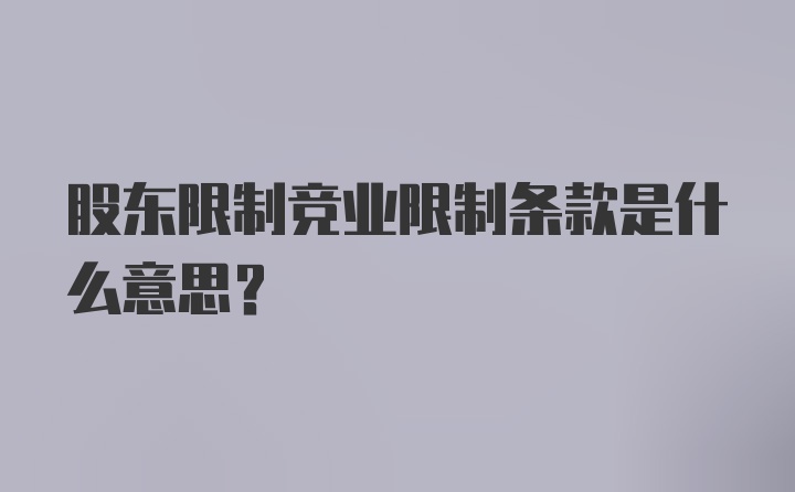 股东限制竞业限制条款是什么意思？