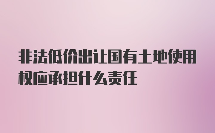 非法低价出让国有土地使用权应承担什么责任