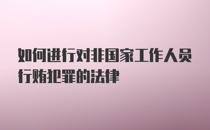 如何进行对非国家工作人员行贿犯罪的法律