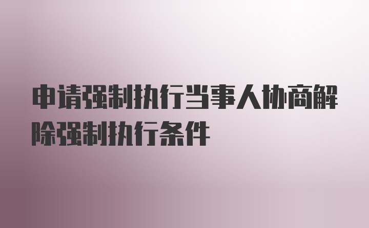 申请强制执行当事人协商解除强制执行条件