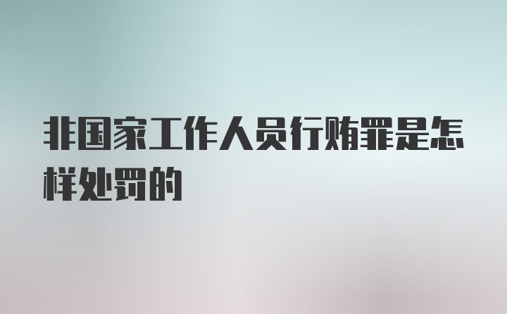 非国家工作人员行贿罪是怎样处罚的