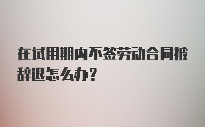 在试用期内不签劳动合同被辞退怎么办？