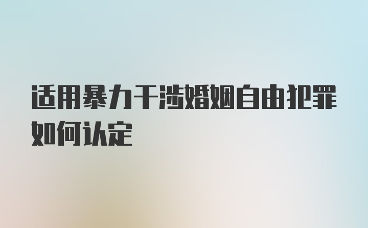 适用暴力干涉婚姻自由犯罪如何认定